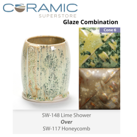 Lime Shower SW-148 over Honeycomb SW-117 Stoneware Combination Lime Shower SW-148 over Honeycomb SW-117 Stoneware Combination